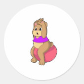 クマとフィットネスエクササイズボール.PNG ラウンドシール (正面)