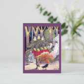 クマとブラウニーのハロウィーン焚き火 ポストカード (スタンド正面)