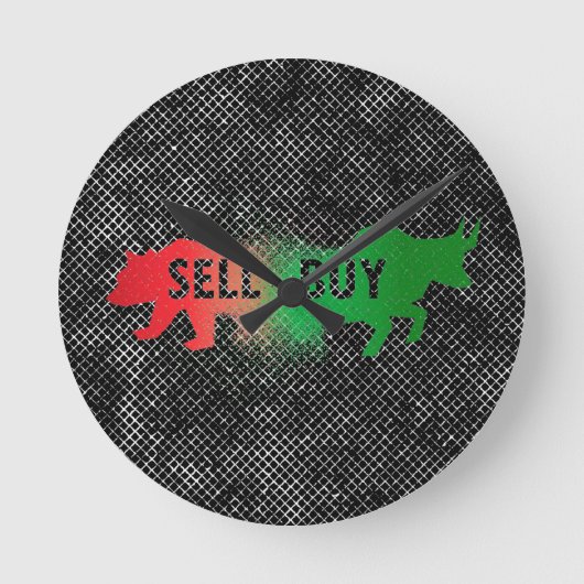 クマとブル ラウンド壁時計 (正面)