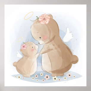 クマとベビー ポスター