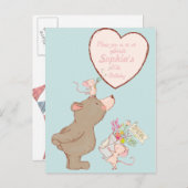 クマとマウスの子ども誕生日招待状 インビテーションポストカード (正面/裏面)