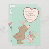 クマとマウスの子ども誕生日招待状 インビテーションポストカード (正面/裏面)