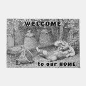 クマとミツバチが歓迎する姿 ドアマット (正面)