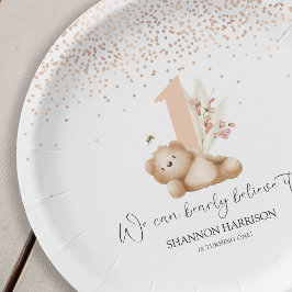 クマとミツバチの1歳の誕生日 ペーパープレート