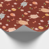 クマとミツバチ ラッピングペーパー (角)