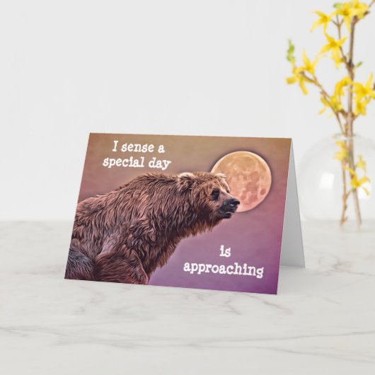 クマとムーンの誕生日カード カード (黄色い花)