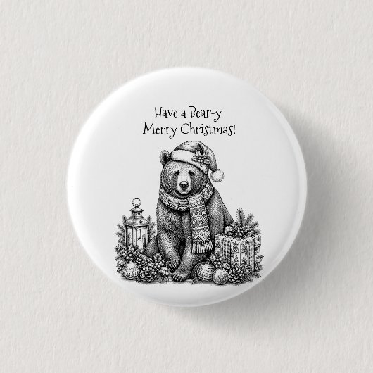 クマとメリークリスマス 缶バッジ (正面)