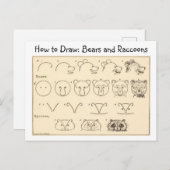 クマとラクーンのヴィンテージはがきを描く ポストカード (正面/裏面)