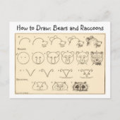 クマとラクーンのヴィンテージはがきを描く ポストカード (正面)