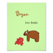 クマとラズベリー フォトプリント            (正面)