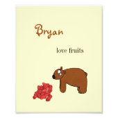 クマとラズベリー フォトプリント            (正面)