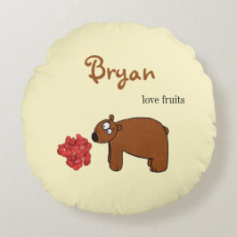 クマとラズベリー ラウンドクッション