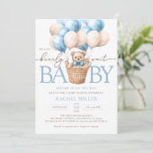 クマと一緒にいられない！気球のベビーシャワー 招待状 (スタンド正面)