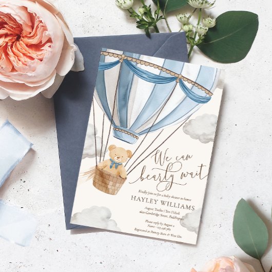 クマと一緒にお待ち遠さん！ベイビーシャワーの招待状 招待状