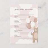 クマと一緒にお待ち遠しに | ピンクの赤ちゃん ワードスクランブル エンクロージャーカード (正面)