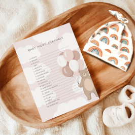 クマと一緒にお待ち遠しに | ピンクの赤ちゃん ワードスクランブル エンクロージャーカード