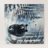 クマと冬の風景 ジグソーパズル (横)