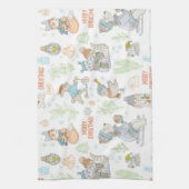 クマと友人のクリスマスパターン キッチンタオル (縦)