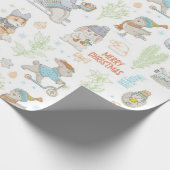 クマと友人のクリスマスパターン ラッピングペーパー (角)