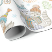 クマと友人のクリスマスパターン ラッピングペーパー (ロールコーナー)