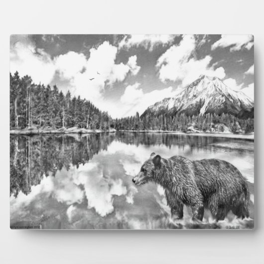 クマと山のプレート フォトプラーク (正面)