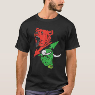 クマと強気弱気株Crypto取引 Tシャツ