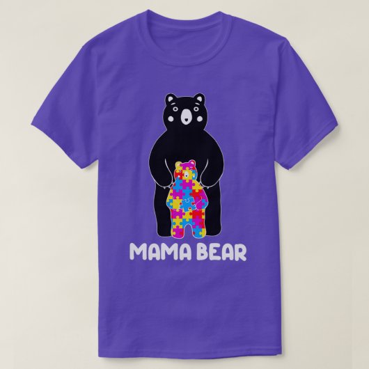 クマと息子の自閉症啓発月 Tシャツ (デザイン正面)