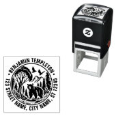 クマと木シルエット#3名差出人住所 セルフインキングスタンプ (インサイチュ)