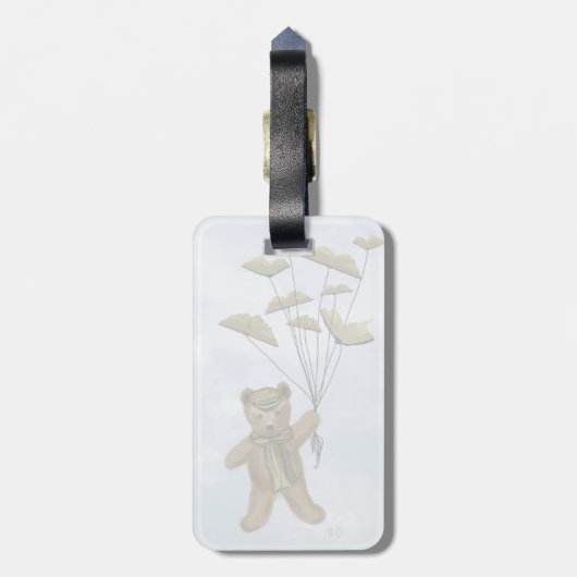 クマと本の蝶3 ラゲッジタグ (裏面縦)