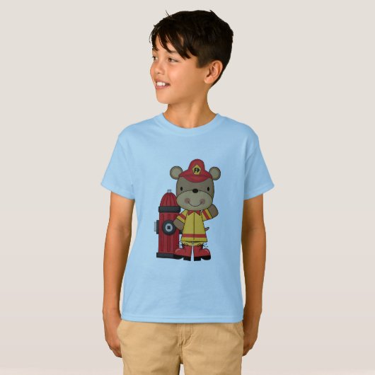 クマと消火栓の消防士Tシャツとギフト Tシャツ (正面フル)
