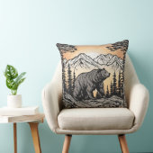 クマと自然山景色 クッション (椅子)