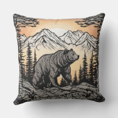 クマと自然山景色 クッション (裏面)
