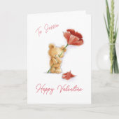 クマと花のカスタマイズ可能なバレンタインカード カード (正面)
