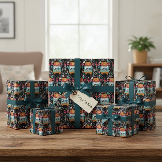 クマと花のラッピング紙シート ラッピングペーパーシート