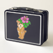 クマと花ハイビスカス メタルランチボックス (裏面)