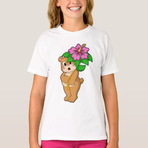クマと花ハイビスカス Tシャツ