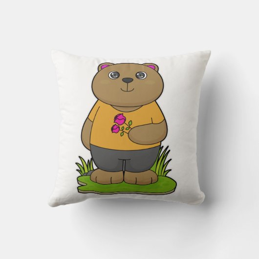 クマと花 クッション (裏面)