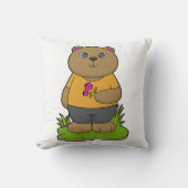 クマと花 クッション (正面)