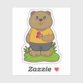 クマと花 シール (シート)