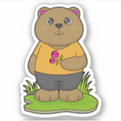 クマと花 シール (正面)