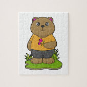 クマと花 ジグソーパズル (縦)