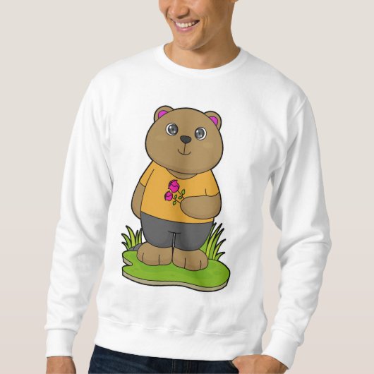 クマと花 スウェットシャツ (正面)