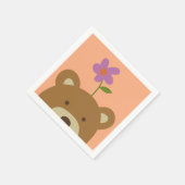 クマと花 スタンダードカクテルナプキン (角)