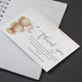 クマと蜂の赤ちゃんシャワー サンキューカード