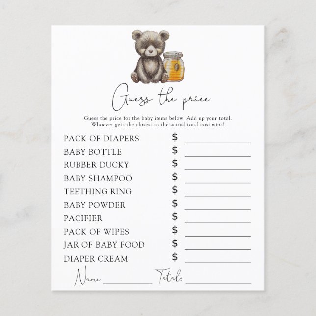 クマと蜂蜜 – プライス推測ゲーム (正面)