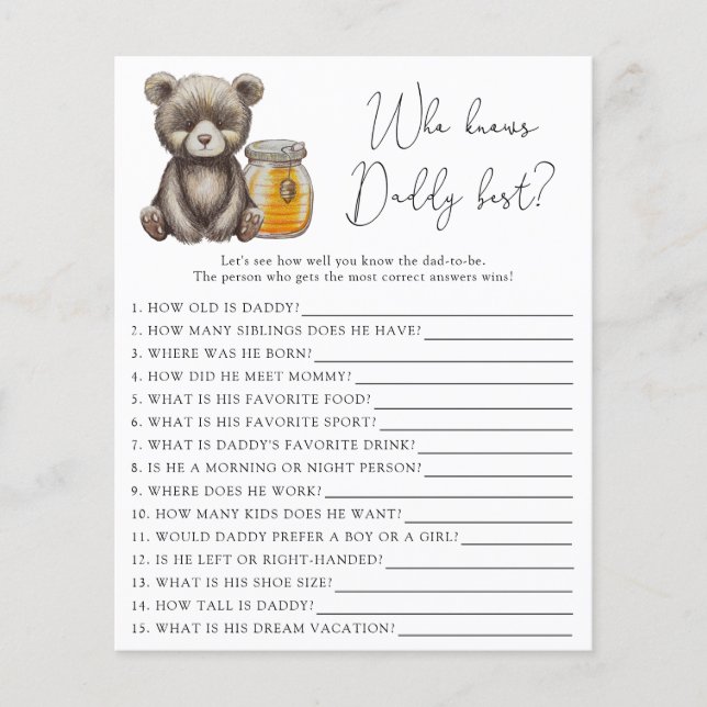 クマと蜂蜜 – 誰がパパを知っ最高のている (正面)