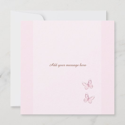 クマと蝶のパーソナライズされたサンキューカード サンキューカード (裏面)