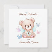 クマと蝶のパーソナライズされたサンキューカード サンキューカード (正面)