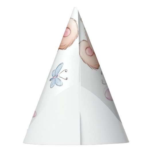 クマと蝶のパーソナライズされたパーティー帽子 パーティーハット (裏面)