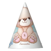 クマと蝶のパーソナライズされたパーティー帽子 パーティーハット (正面)